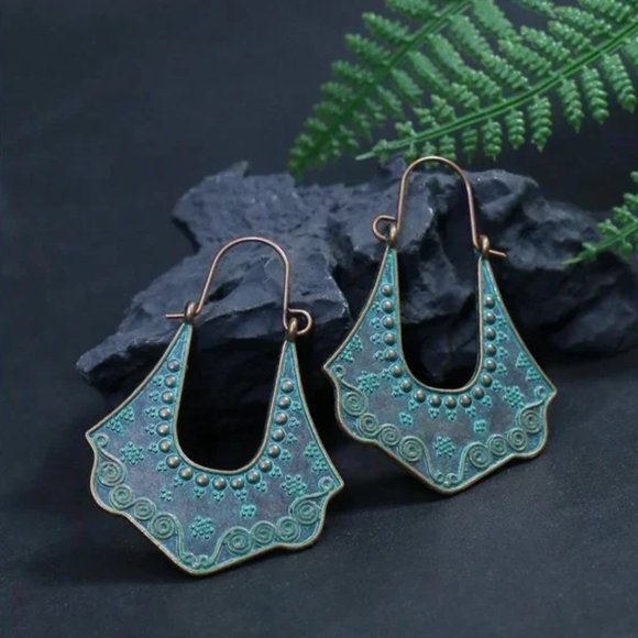 🧿 2 for $25 🧿 Vintage-Style Bohemian Patina Dangle Earrings - Picture 1 of 6